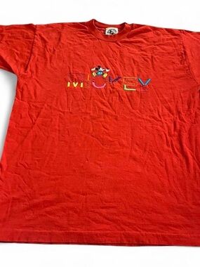 Vintage Mickey & Co. Embroidered Red Mickey Mouse Disney T-Shirt Size XXL
